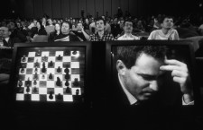 05 May 1997 --- Champion chess player Garry Kasparov plays against IBM's chess-playing supercomputer. Here, the match is watched in an auditorium via television. --- Image by © Najlah Feanny/CORBIS SABA