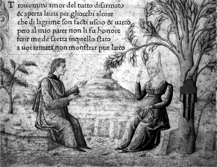 Laura e Petrarca miniatura dal Canzonierep