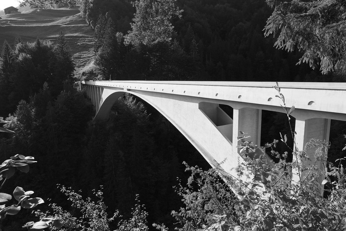 El puente de Salginatobel vuela sobre el barranco de Salgina
