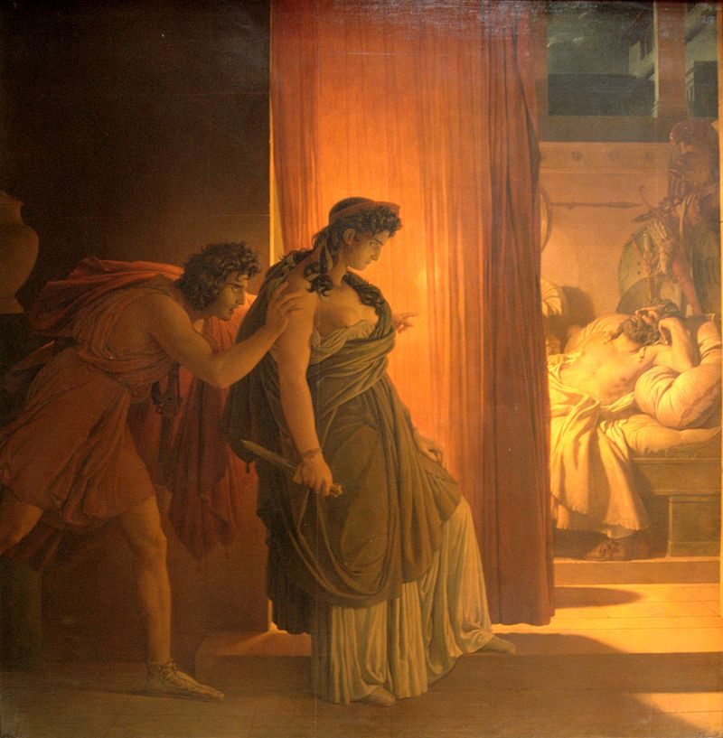 Gérin Clytemnestre hésitant avant de frapper Agamemnon endormi Louvre 5185
