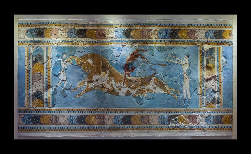 Bull leaping minoan fresco archmus Heraklion