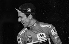 September 16, 2018 - Madrid, Spain - Mitchelton-Scott's British cyclist Simon Philip Yates celebrates on the podium after winning the 73rd edition of 'La Vuelta' Tour of Spain cycling race in Madrid on September 16, 2018. - Simon Yates stepped out of the shadows of British cycling giants Sky to secure his maiden Grand Tour triumph at the Tour of Spain for his Mitchelton team. (Credit Image: © Oscar Gonzalez/NurPhoto/ZUMA Press)