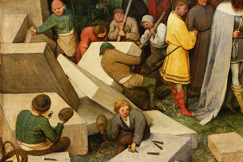 Detalle del trabajo de cantería en la construcción de la Torre de Babel pintura de 1563 de Pieter Brueghel el Viejo
