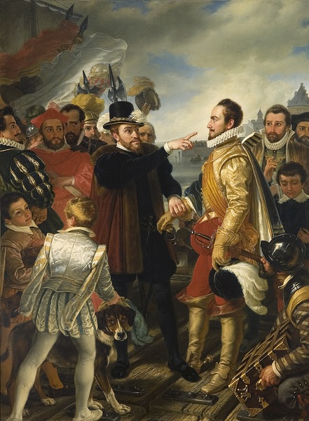 Felipe II reprendiendo a Guillermo el Silencioso príncipe de Orange de Cornelis Kruseman