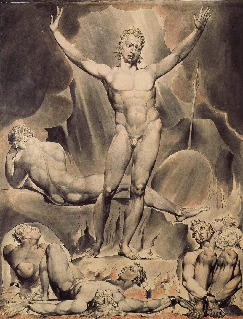 Lucifer llamando a los ángeles a la rebelión por William Blake