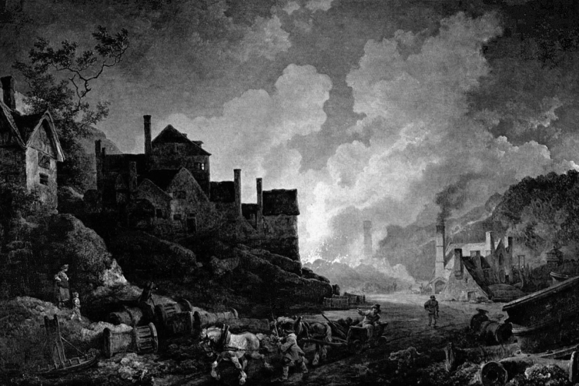 Coalbrookdale de noche pintura al oleo del artista ingles de origen frances Philip James de Loutherbourg po