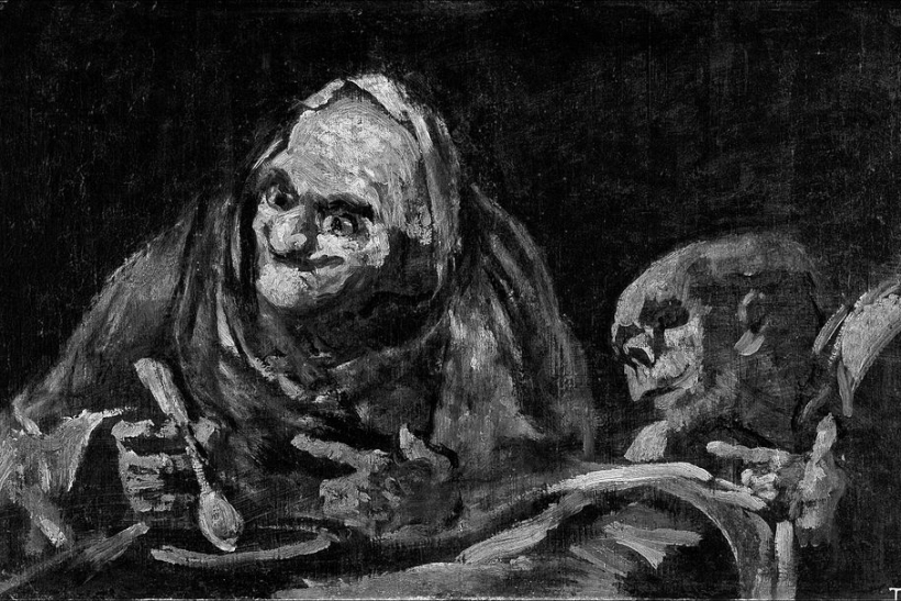 Dos viejos comiendo sopa de Francisco de Goya interés anormal