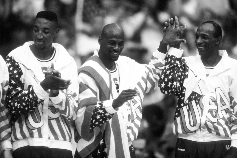 Scottie Pippen Michael Jordan Clyde Drexler parte del Dream Team en Barcelona 92 Foto Cordon Press