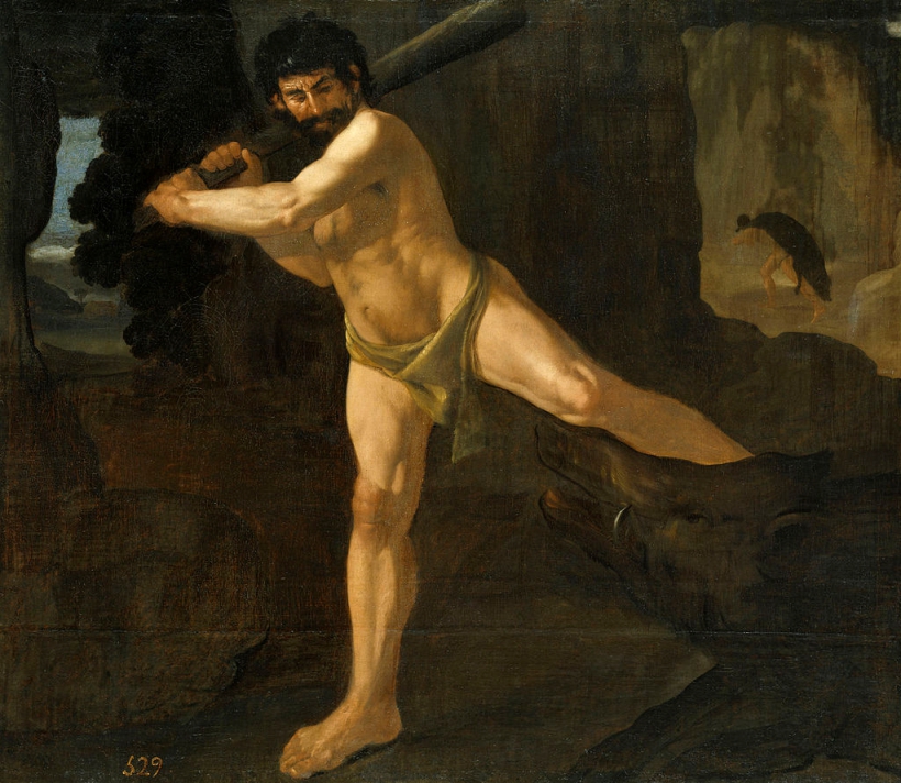 El héroe guerrero: de la horda primitiva al equipo de fútbol 1 Un ejemplo de héroe guerrero. Heracles y el jabalí de Erimanto, por Francisco de Zurbarán.