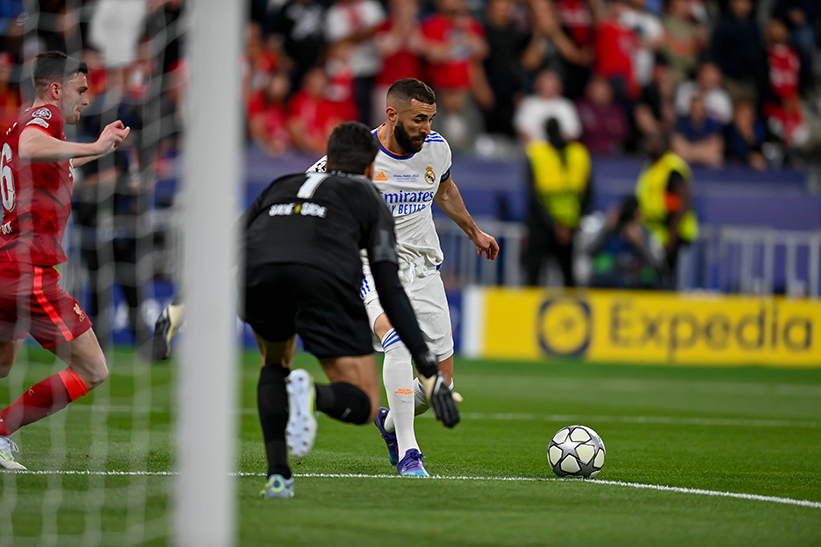 Karim Benzema en la final de Champions 2022 entre Real MAdrid y Liverpool.