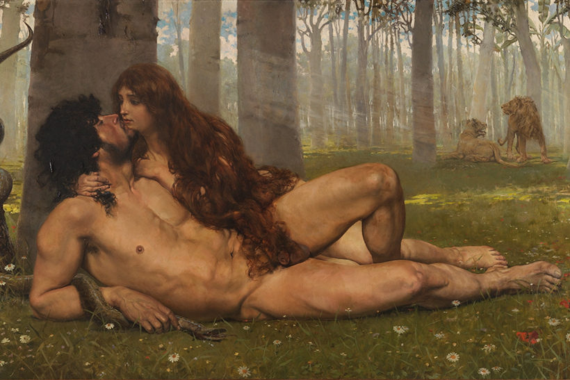 El primer beso, también conocida como Adan y Eva, obra del pintor Salvador Viniegra.