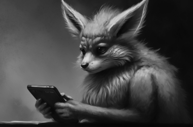 imparsifal infocalipsis furry with a smartphone hiperrealisticbn