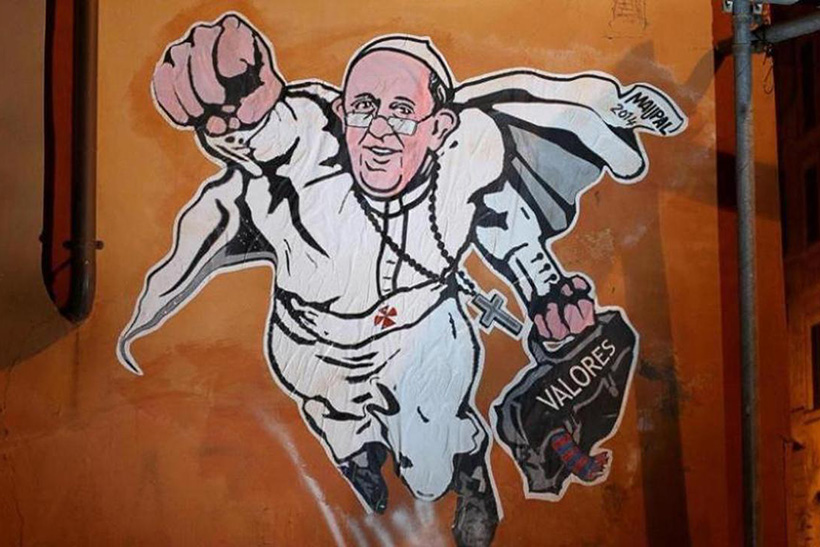 El papa Francisco en un grafiti en Roma. (DP)