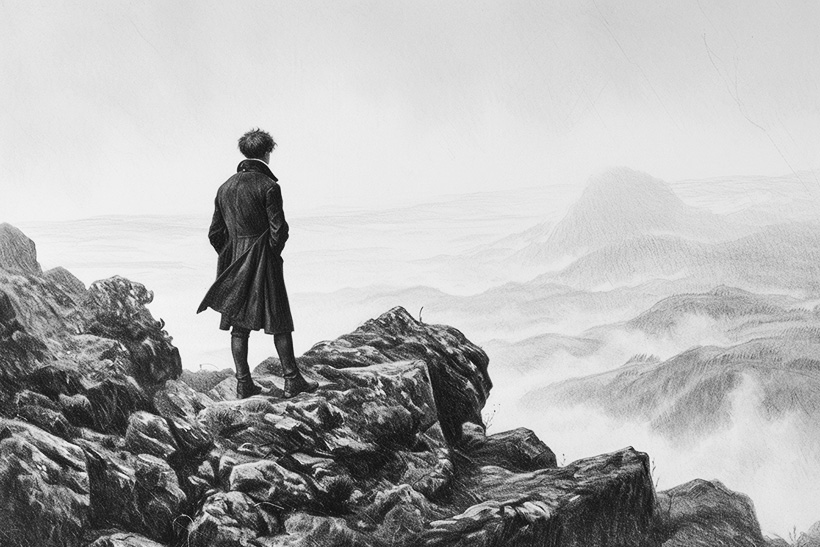 El caminante sobre el mar de nubes Tela de Caspar David Friedrich desobediencia