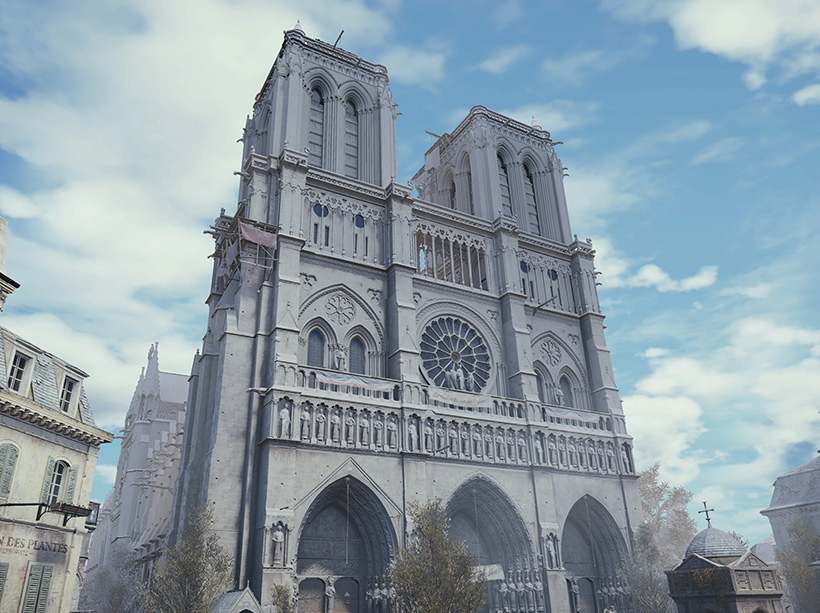 Notre Dame de París o cómo los modelos 3D son imprescindibles para la reconstrucción de nuestro patrimonio cultural (y 2) 1 La recreación virtual de la catedral de Notre Dame durante la época de la Revolución Francesa elaborada por Ubisoft para el videojuego Assassin’s Creed Unity (2014). Imagen cortesía de Ubisoft.
