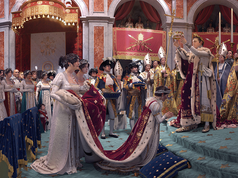 Notre Dame de París o cómo los modelos 3D son imprescindibles para la reconstrucción de nuestro patrimonio cultural (y 2) 2 Una recreación virtual de la coronación imperial de Napoleón elaborada por Histovery para la exposición Notre Dame de París. La exposición aumentada (2024). Imagen cortesía de Histovery.