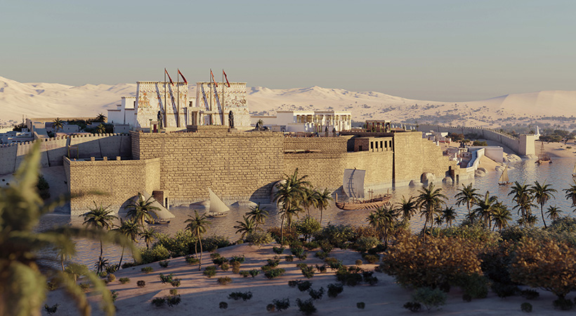 Recreación virtual de Elefantina. Imagen cortesía de 3D Stoa.