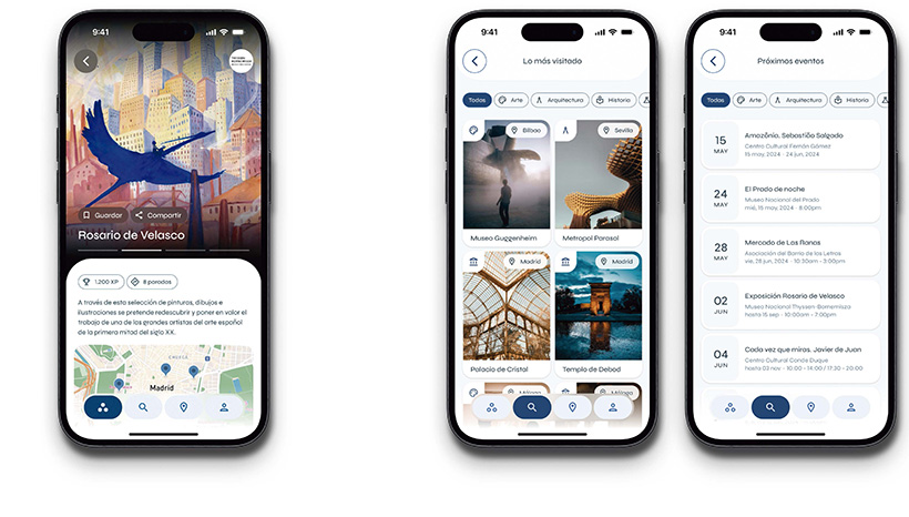 Varias capturas de pantalla de la app de Artgonuts. Fotografías cortesía de Artgonuts.