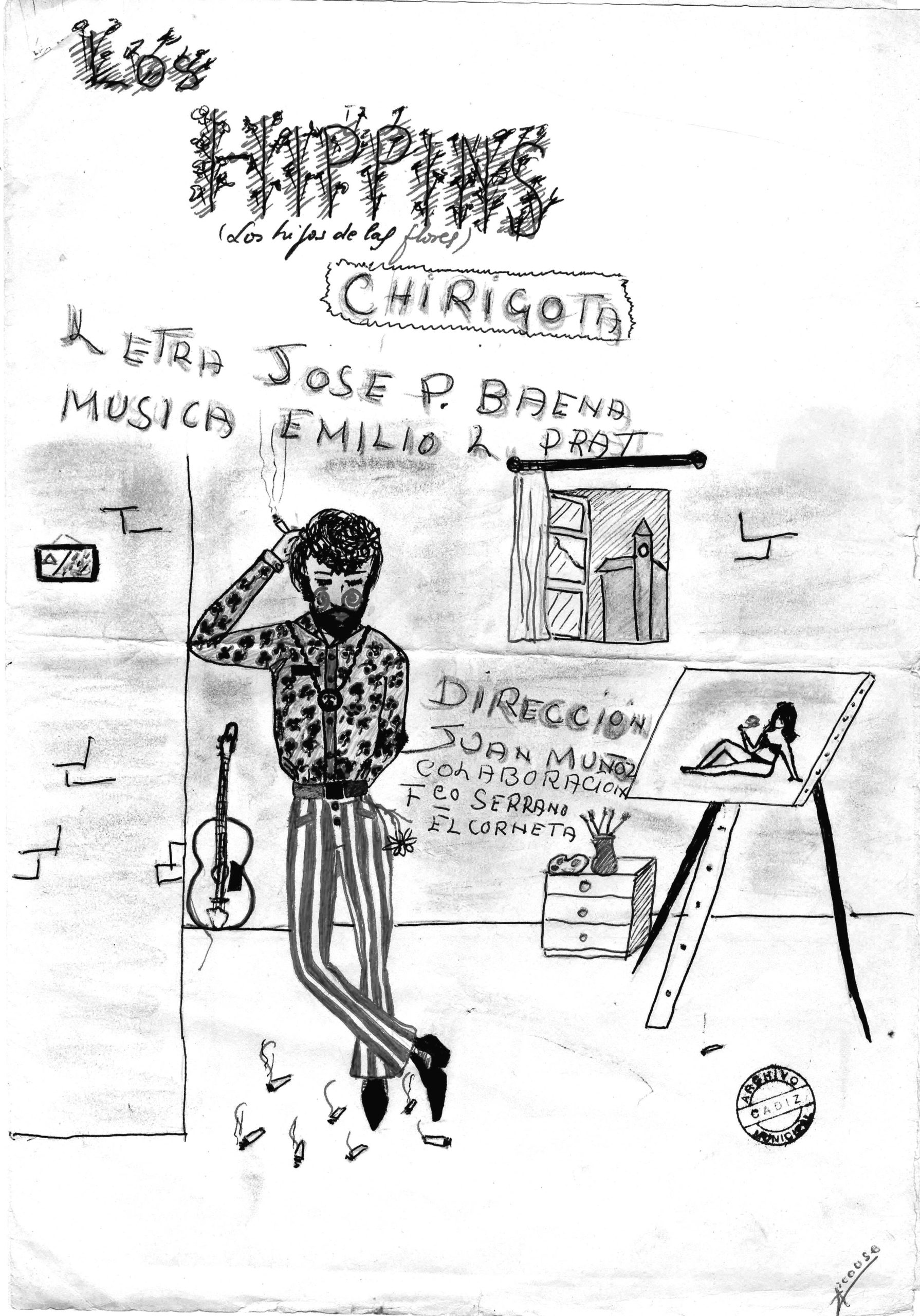 El carnaval de Cádiz y el mayo del 68 : debajo de los adoquines está la playa (de la Caleta) 2 9. FOTO BOCETO Los hippys AHMC scaled