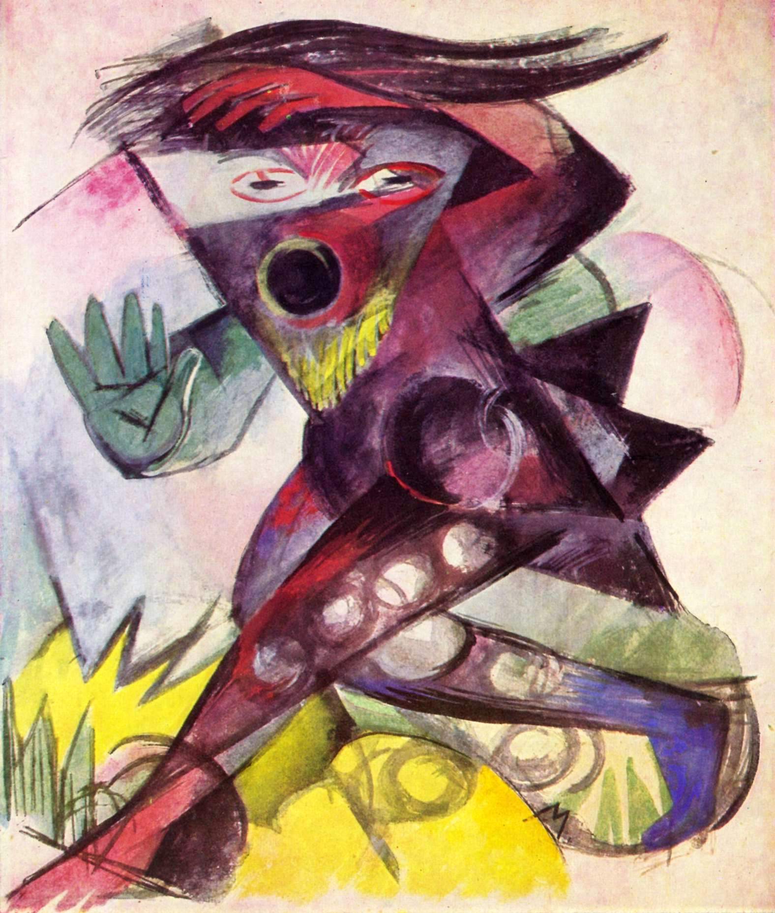 El eco de las tierras perdidas 1 Caliban Figurine fur Shakespeares Sturm 1914 Franz Marc Kunstmuseum Basel