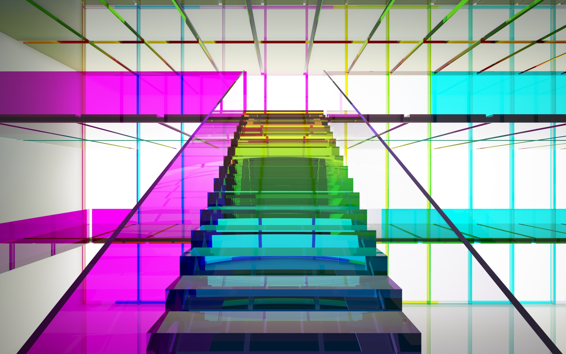 La nueva Ilustración digital. Algunas reflexiones 1 gafas de degradado blanco y coloreado abstracto espacio publico multinivel interior con ventana 3d