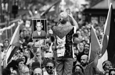 9 de agosto de 2025, Barcelona, España. Miles de personas participan en el Movimiento Global por Gaza en Barcelona, una acción mundial para denunciar el genocidio en Palestina. Foto Cordon Press.