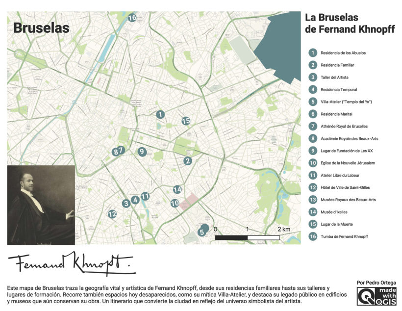 Cartografía secreta: tras las huellas de Fernand Khnopff en Bruselas 1 Clic para ampliar.