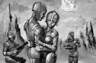 Detalle de Robots bailando, Anton Brzezinski, 1997. La paradoja de la tecnología y el tiempo liberado