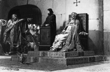 El papa Formoso y Esteban VII, de Jean-Paul Laurens. cadáver banquillo