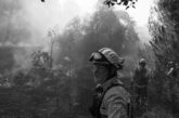 Bomberos forestales combaten el fuego en San Martín de Valdeiglesias. Foto Cordon. verano futuro