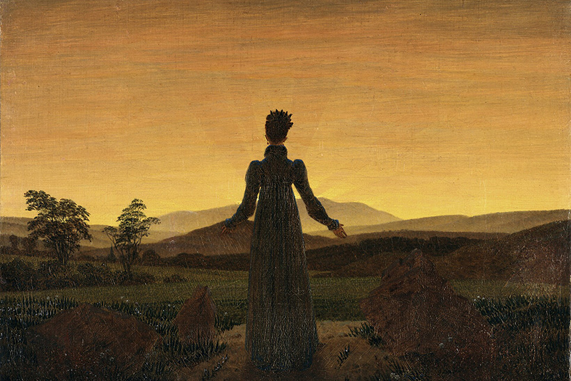 Franz Schubert: corona en llamas 1 Mujer frente al sol poniente, de Caspar David Friedrich. Schubert.