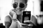 black white beautiful adult caucasian alernative trendy woman portrait