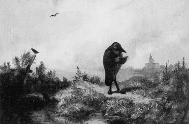 Detalle de El cuervo, de Carl Spitzweg (1808 - 85).
