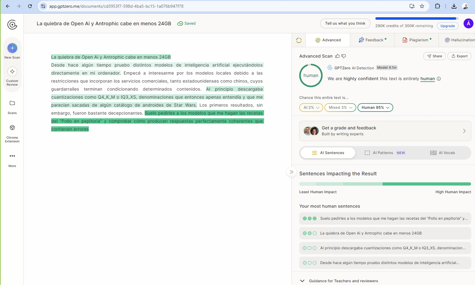Me he pasado Pangram a ver si la policia de la IA deja de dar la brasa 3 100humanoGPTZero